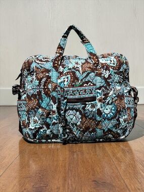 🌻VINTAGE Y2K Vera Bradley Retired Java Blue Pattern Computer Bag / Travel Tote